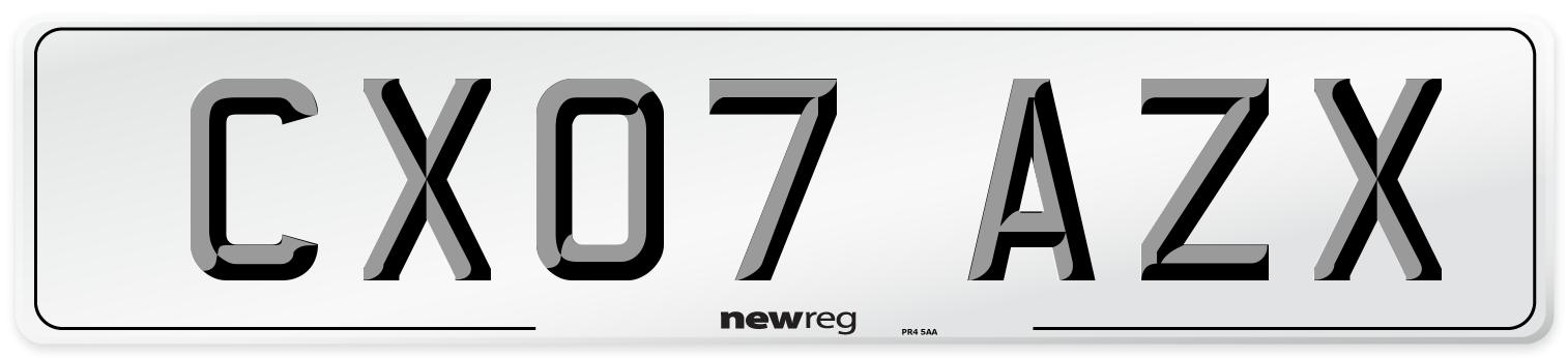 CX07 AZX Number Plate from New Reg